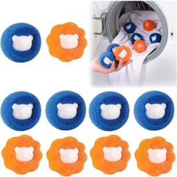 10-pack dierenhaarverwijderaar voor de was, wasmachine, droger, haarbalverwijderaar (oranje + blauw) — thumbnail 1