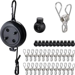 Extendible 7.8m Roll-up Drying Line for Camping and Travel - Black — thumbnail 1