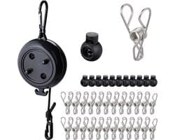 Extendible 7.8m Roll-up Drying Line for Camping and Travel - Black