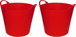 Flexibele emmer/wasmand/kuip - 2x - rood - 20 liter - Opbergmanden - Wasmanden - Flexibele emmers - 35 x 30 cm — thumbnail 1