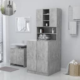Wasmachine ombouw - Kast - Opbouwmeubel - Verhoger - Wasmachine meubel - Opbergkast - Hout - Betongrijs — thumbnail 1
