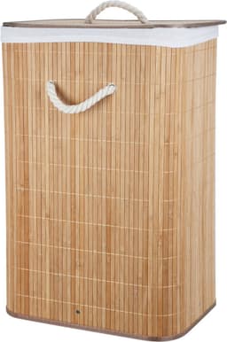 Storage Solutions Wasmand - bamboe hout - met deksel - naturel - 40 x 30 x 60 cm - 70 liter - opvouwbaar — thumbnail 1