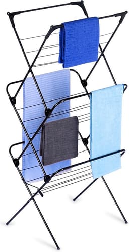 Droogrek Staand Metaal Zwart Verticaal 61x58x136 cm - Droogtoren - Wasrek - Washanger — thumbnail 1