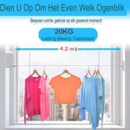Intrekbare Roestvrijstalen Wandmontage Waslijn - Ruimtebesparende Hotelstijl Wasdroger - Geschikt voor Binnen en Buiten - Eenvoudige Installatie - Verstelbare Kabel — thumbnail 2