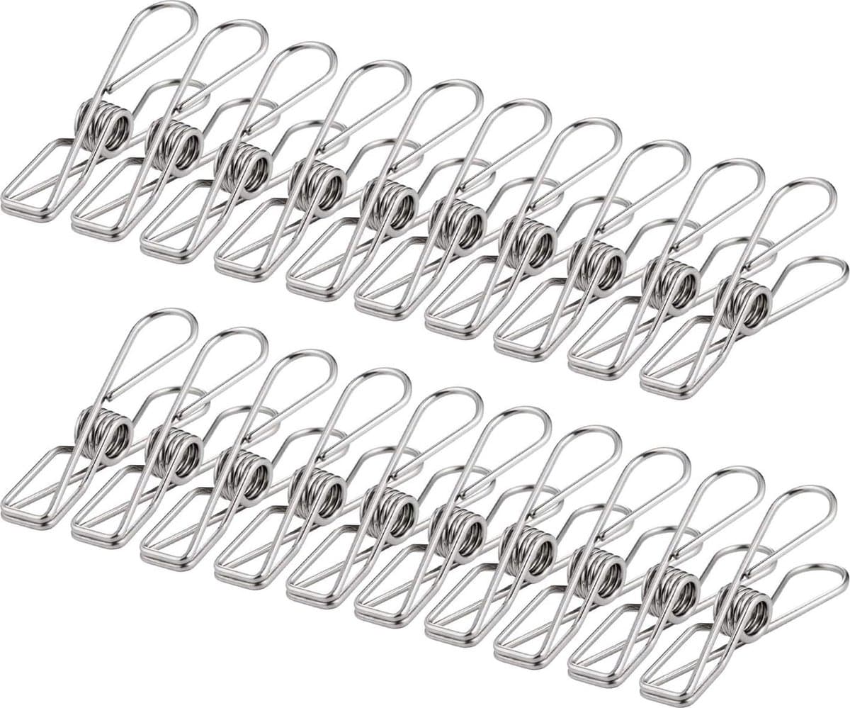 Wasknijpers Chip Clips Verpakking van 100, Duurzame Sterke Grip Metalen Wasknijpers Clips voor Waslijn, Snackzakken, Washandjes, Foto's, Papier in Huis, Keuken, Kantoor (100 Stuks) — afbeelding 1