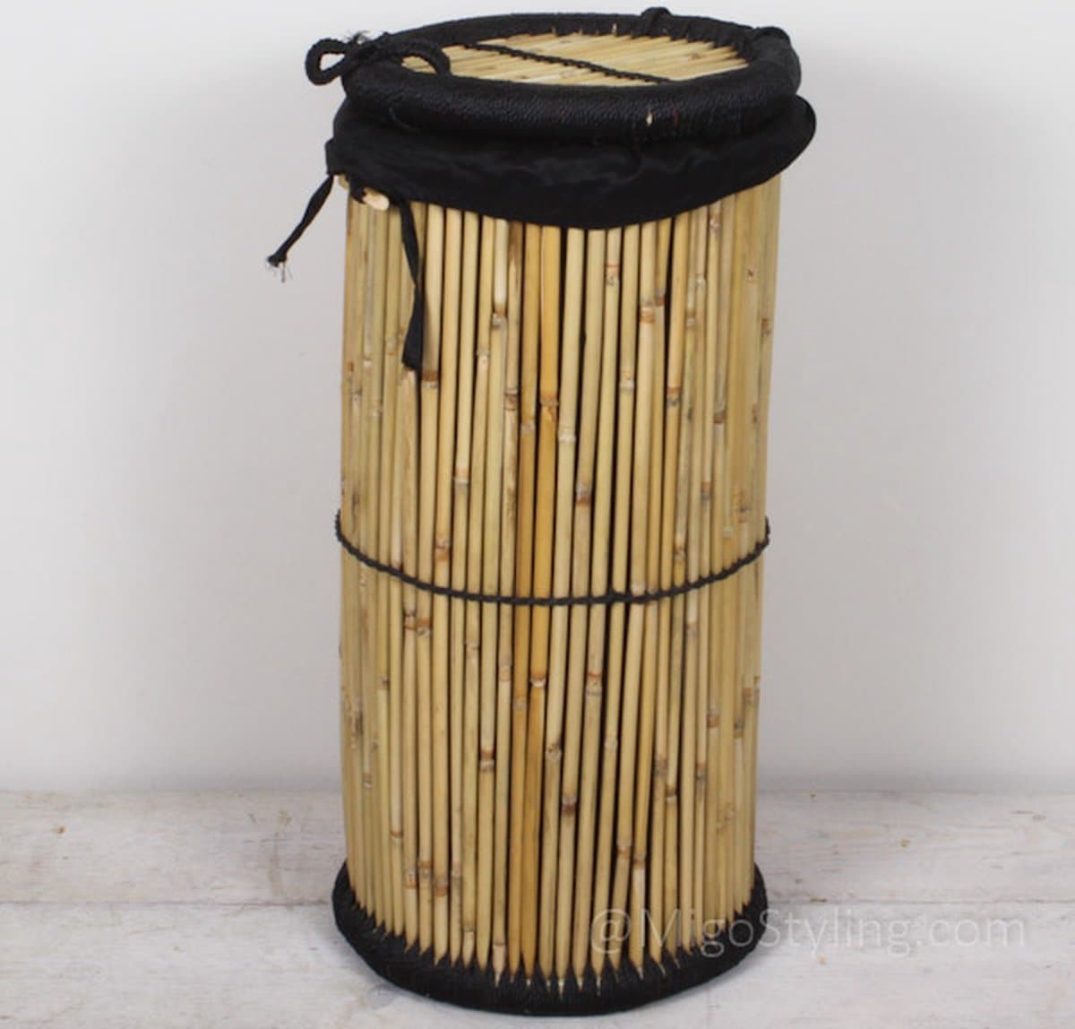 Migo Styling - Wasmand - Bamboe - rond - 58 Liter - Eco - Opbergmand - Wasbox met deksel - naturel — afbeelding 1