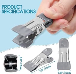 24 stuks - Roestvrijstalen wasknijpers - handdoek- en badhanddoekclips - windbestendige wasknijpers - geschikt voor sokken, strandhanddoeken en het afsluiten van voedsel - 5.5×2.3×2.3cm - grijs — thumbnail 4