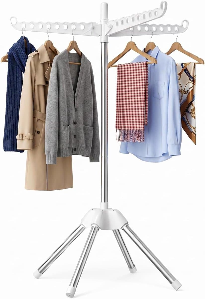 Wasrek inklapbaar met 3 draaibare armen - ruimtebesparend design - ideaal voor binnen en buiten - ShopVlot — afbeelding 1