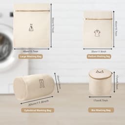 Waszakken Set - Beige - Dubbellaags en Duurzaam - Ritssluiting voor Kledingbescherming - Voor Delicate Was — thumbnail 1