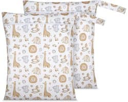 2 Stuks Natte Droge Zakken, Natte Dry Bag Waterdichte Reistas, Stoffen Luier Natte Zak met Handvat & Rits, Wasbare Reistas Organizer Yogatas voor Natte Zwemkleding, Sportschool, Strand (Zwart)