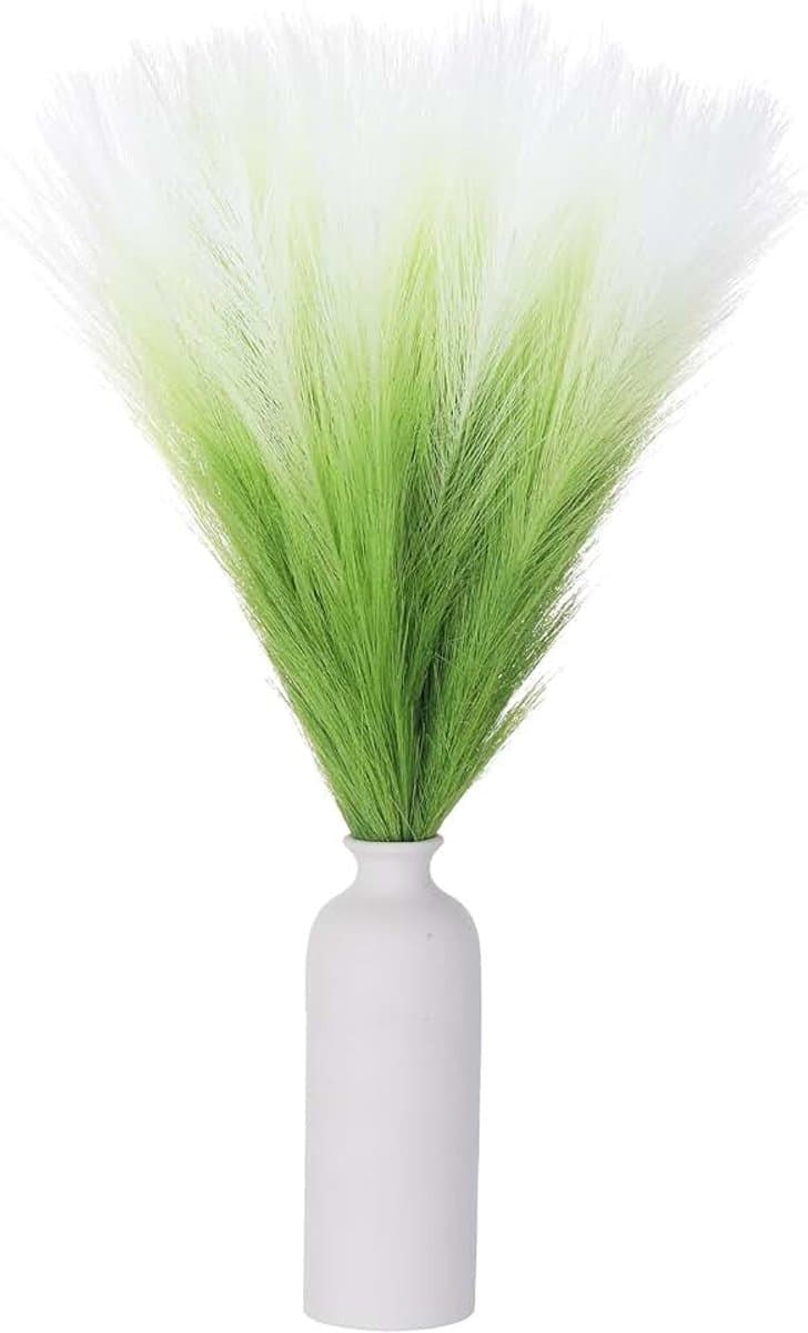 6 stuks kunstmatig pampasgras, 45,7 cm, bloemendecoratie, zacht pampasgras voor bruilofts- en huisdecoraties, donkergroen kleurverloop — afbeelding 1