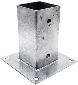Vierkant Paalanker - Paalvoet Hekwerk - Palen Bevestigen - Gegalvaniseerd Staal - 91x91mm - Grijs — thumbnail 1
