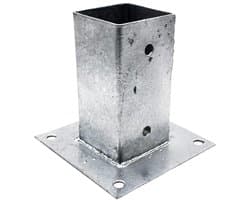 Vierkant Paalanker - Paalvoet Hekwerk - Palen Bevestigen - Gegalvaniseerd Staal - 91x91mm - Grijs