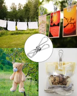 Roestvrijstalen Wasknijpers - Metalen Clips - Kleding Ophangen - Corrosiebestendig - 10 stuks - Zilver — thumbnail 2