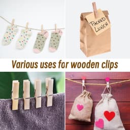 100 Stuks Houten Knijpers 3,5cm, Mini Wasknijpers DIY Geldcadeaus Deko voor Foto's, Kleine Houten Klemmen met 10 Spijkers en 10m Jute Touw voor Fotowand Verpakking Gastcadeau (3,5×0,7cm) — thumbnail 2