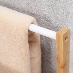 MEUNIQ staand handdoekrek met 3 stangen van bamboe 48 x 25,8 x 94 cm vrijstaand droogrek voor badkamer of wasruimte naturel — thumbnail 2