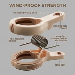 Set van 6 - Winddichte wasknijpers - Winddichte sluitingen - Dekbedovertrekclips - Verdikt PP-materiaal - Winddicht en antislip - Geschikt voor binnen- en buitengebruik - Geschikt voor dekbedden en zware kleding - 10,6*6*2,2 cm - Roze + Koffie — thumbnail 2