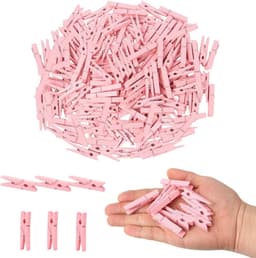 Houten Knijpers - Kledingknijpers Decoratie - Ambachten Foto's - Natuurlijk Hout - 100 Stuks - Baby Roze — thumbnail 1