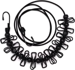 Draagbare Waslijn - Reis Waslijn Kledinglijn - Kleding Drogen - Met 12 Kledingclips - 3.4 Meter - Zwart — thumbnail 1