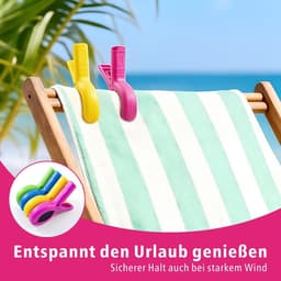 16 stuks handdoekklemmen voor strandligstoelen, wasknijpers, groot, in 4 kleuren, winddichte klemmen voor strandligstoelen, ligstoelen, beddengoed, tapijten en kleding — thumbnail 4