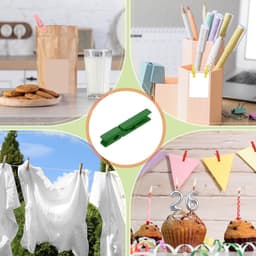 Wasknijpers, 100 stuks kleurrijke houten knijpers met sterke grijpkracht voor foto's, kleding, decoratief knutselwerk, groen — thumbnail 3