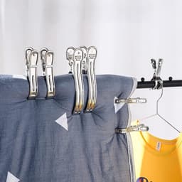 10 Stuks 8 cm RVS Grote Wasknijpers - Handdoekklemmen - Strandhanddoek Clips - Veerklemmen Voor Dagelijks Wassen - Badhanddoek - Beddegoed en Dikke Kleding (Zilver) — thumbnail 3