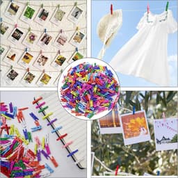 Houten Knijpers - Kleine Klemmen - Foto's Ophangen - Glad Houten Design - 400 stuks - Meerkleurig — thumbnail 5