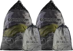 Waszak wasmachine waszak met trekkoord: 4 stuks grote waszakken voor kleding, dekbedovertrekken, reizen, speelgoed-vuilzakken (30x40/60x90cm) — thumbnail 1