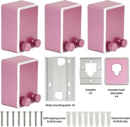 Kledinglijn Set - Waslijn Uitschuifbaar - Kleding Drogen - Uitschuifbaar tot 4.2m - 4 Stuks - Roze — thumbnail 5
