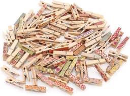 Houten Knijpers - Decoratieve Clips - Ambachten en Decoratie - Gekleurd Bloemenontwerp - 100 Stuks - Multicolor — thumbnail 1