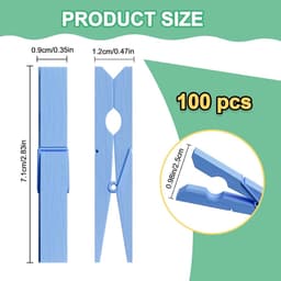 Houten Wasknijpers - Kleding Clips - Was Ophangen - Krachtige Klemkracht - 100 Stuks - Blauw — thumbnail 5
