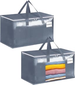 Grote waszakken met rits en labels, 105L, stevige opbergzakken voor kleding, reizen en tuinaccessoires, 2-pack — thumbnail 1