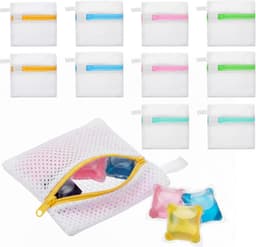 Thijox - 10 mini-wasnetten, waszakken met antiaanbaklaag voor wasmiddelcapsules, duurzame polyester opbergzakken, wasorganizer voor reizen en gevoelig — thumbnail 1