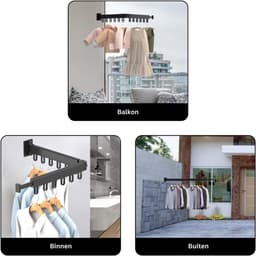 ZRNS® Wasrek Hangend - Droogrek - Voor Deur Radiator of Balkon - Inklapbaar - Zwart — thumbnail 5