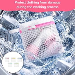 Set van 8 mini wasnetten met honingraatstructuur voor optimale bescherming, ideaal voor delicate was, sokken en mondmaskers, 14 x 12 cm met rits voor wasmachine en droger — thumbnail 4