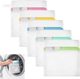 Set van 8 mini wasnetten met honingraatstructuur voor optimale bescherming, ideaal voor delicate was, sokken en mondmaskers, 14 x 12 cm met rits voor wasmachine en droger — thumbnail 1