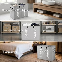 Purepeak Wassorteerder 2 Vakken - Dubbele Wasmand - 60L - Waterdicht — thumbnail 2