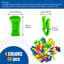SnelShoppen - 40 Sokclips voor het Koppelen van Sokken, Kleurige en Duurzame Plastic Clips voor de Wasmachine of Droger, Geen Kreuken of Verlies, Perf — thumbnail 5