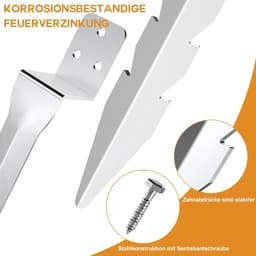 SnelShoppen - Set van 4 Impact Sleeves L-vormige Grondankers 50 cm van Verzinkt Staal voor Hamerinstallatie, Ondersteuning voor Houten Posts, Speeltor — thumbnail 3