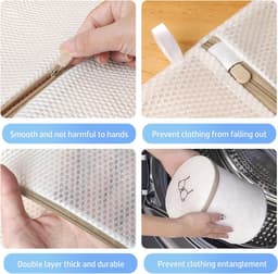 SnelShoppen - Set van 3 wasnetten voor wasmachine – waszak voor beha, ondergoed, lingerie, sokken, jurk, 3-delige waszakset met ritssluiting voor veil — thumbnail 4