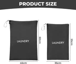 SnelShoppen - Set van 2 Waterdichte Reis Waszakken met Rits en Trekkoord, Opvouwbaar, 2 Maten voor Vuile Was, Badkleding, Sportkleding, Reizen, Kamper — thumbnail 5