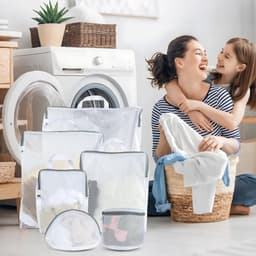 SnelShoppen - Pack van 6 Wasnetten voor Wasmachine, 5 Maten Waszakken met Rits en Handvatten, Herbruikbare Waszak voor Shirts, Jassen, Ondergoed, Baby — thumbnail 3