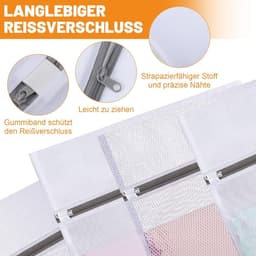 7 stuks wasnet voor wasmachine, waszak in 3 maten | Fijn- en grofmazige waszak, beschermt kleding, robuuste ritssluiting, herbruikbaar, wasbaar en geschikt voor de droger — thumbnail 4