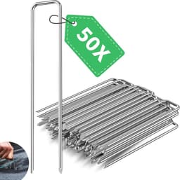 SnelShoppen - Grondankers 150 mm - Roestvrij Staal - 30 mm Diameter - 3 mm Dikte - Voor Tuin, Kunstgras, Onkruiddoek - Pack van 50 — thumbnail 1