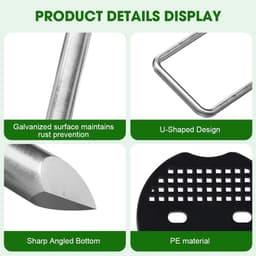 Set van 50 Grondankers met 50 Gegalvaniseerde Metalen Ringen voor Tuin, Camping en Onkruiddoek, Roestbestendig en Duurzaam — thumbnail 4