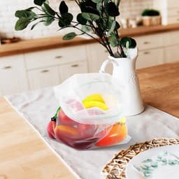 Ademende Polyester Fruitnetzakken - Herbruikbare Mesh Zakken - Verse Groenten Opslag - Transparante Inhoudsherkenning - 35x30 cm - Wit — thumbnail 2
