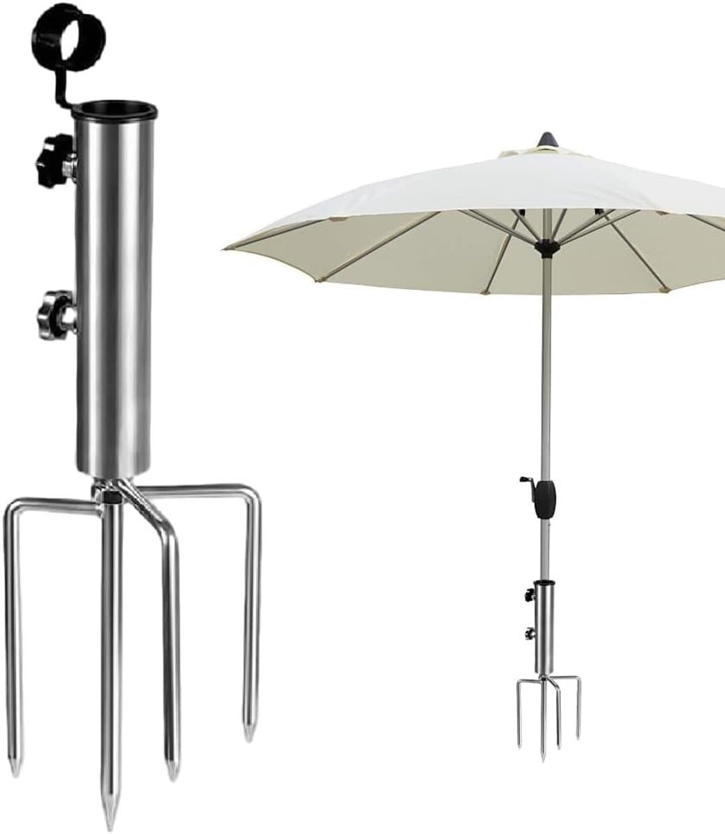Parasolhouder voor balkon - Zilver - 1 x 1 x 1 cm - IJzeren Afneembare Graspen - Voor Buitengebruik — afbeelding 1