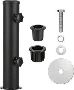 Parasolhouder voor balkon - Zwart - Universele Parasolbuis met PVC-reduceerringen - Verstelbare Standbuis voor Parasolstokken — thumbnail 1