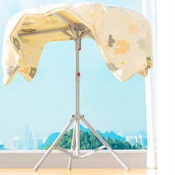 Opvouwbaar Droogrek - Vrijstaand Kledingrek - Draagvermogen tot 80 kg - 4 Afzonderlijk Uitklapbare Armen - Verstelbare Hoogte 130-180 cm - Compact Opvouwbaar - Voor Kleding, Dekens, Balkon, Terras en Wasruimte — thumbnail 4
