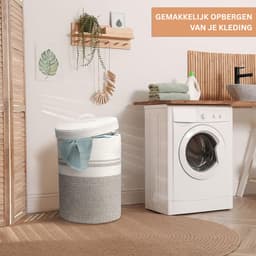 DailySupplies® Rieten Wasmand met Deksel - 37x37x52 CM — thumbnail 3